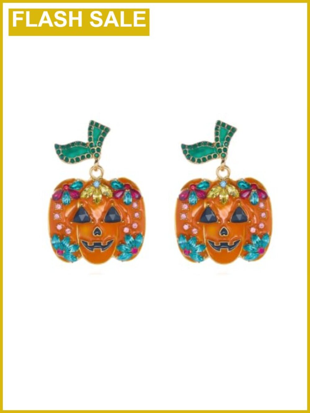 Handmade Pumpkin Stud Earrings Cubic Zirconia Autumn Halloween Thanksgiving